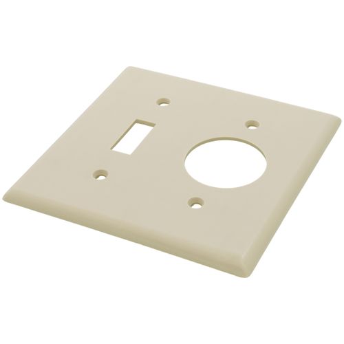 Main product image of 2-Gang Electrical Wall Plate Combo, 1 Toggle & 1 Single 1.406" Hole, Device Mount (Ivory)