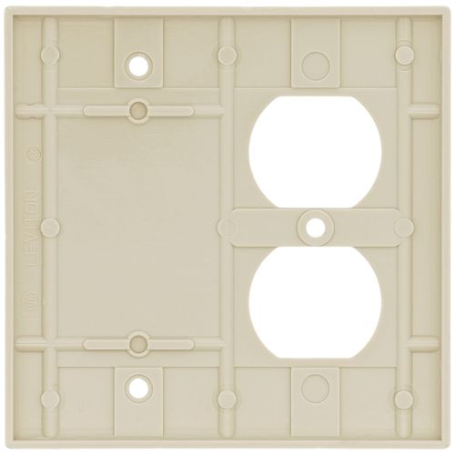 Main product image of 2-Gang Electrical Wall Plate Combo, 1 Duplex & 1 Blank, Box Mount (Ivory)