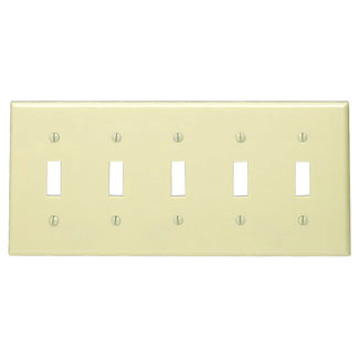Main product image of 5-Gang Electrical Wall Plate, Toggle Switch (Ivory)