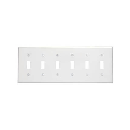 Main product image of 6-Gang Electrical Wall Plate, Toggle Switch (Ivory)