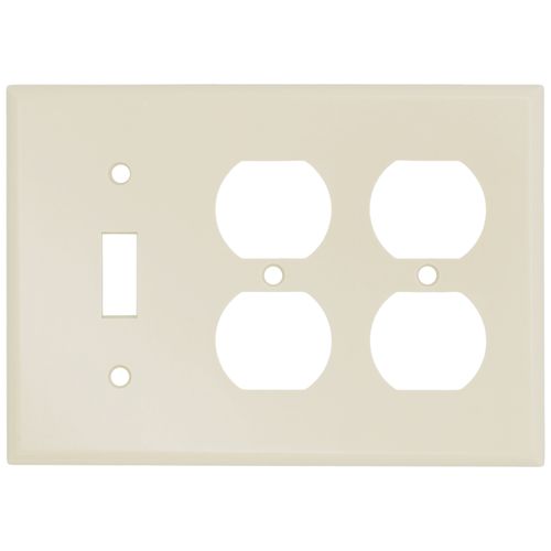 Main product image of 3-Gang Electrical Wall Plate, 2 Duplex & 1 Toggle Switch (Ivory)