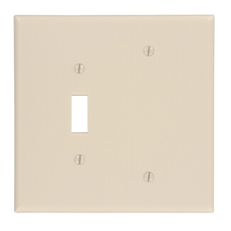 Main product image of 2-Gang Oversized Wall Plate Combo, 1 Blank & 1 Toggle Switch, Thermoset, Box Mount (Ivory)