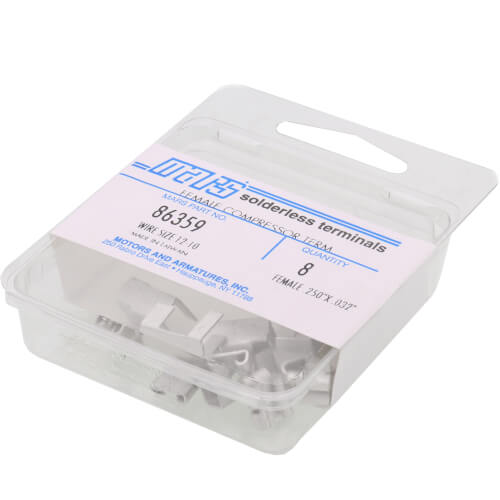 Non-Insulated Compressor Terminal, 12-8 AWG, Tab Size .250 (8 Pack)