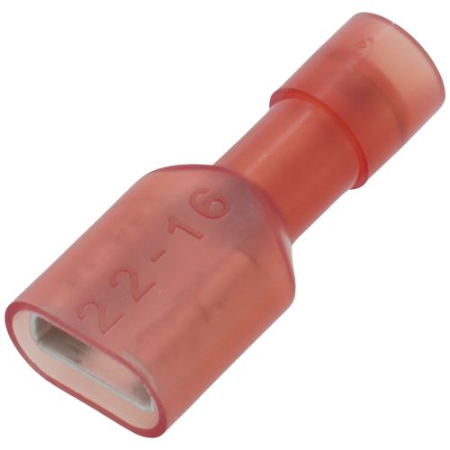 Main product image of Fully Insulated Female Slip-On Solderless Terminal, 22-18 AWG, Tab Size .250 (100 Pack)