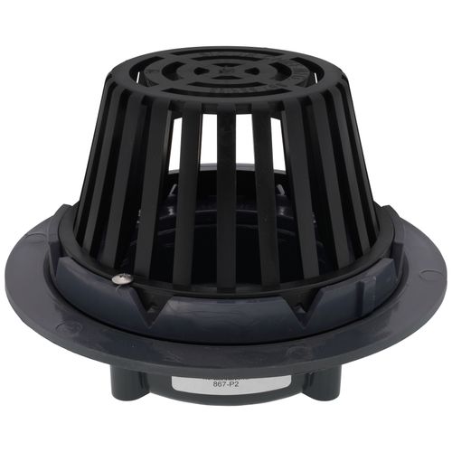 Main product image of 2" PVC Schedule 40 Hub Solvent Weld Roof Drain w/ Polypro Dome Strainer