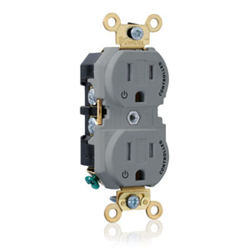 Main product image of Duplex Receptacle, Extra Heavy-Duty Two Outlets Marked "Controlled", 15A 125V 2P 3W (Gray)