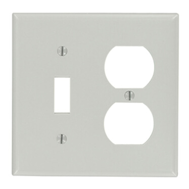 Main product image of 2-Gang Electrical Wall Plate, Combo, Duplex & Toggle Switch (Grey)