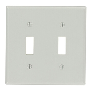 Main product image of 2-Gang Electrical Wall Plate, Toggle Switch (Grey)