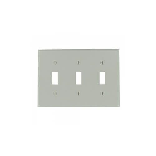 Main product image of 3-Gang Electrical Wall Plate, Toggle Switch (Grey)