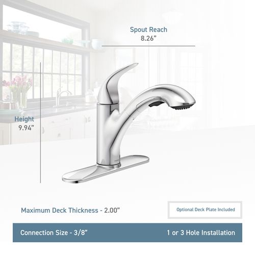 Main product image of Medina One-Handle Pullout Kitchen Faucet, 87039 (Chrome)