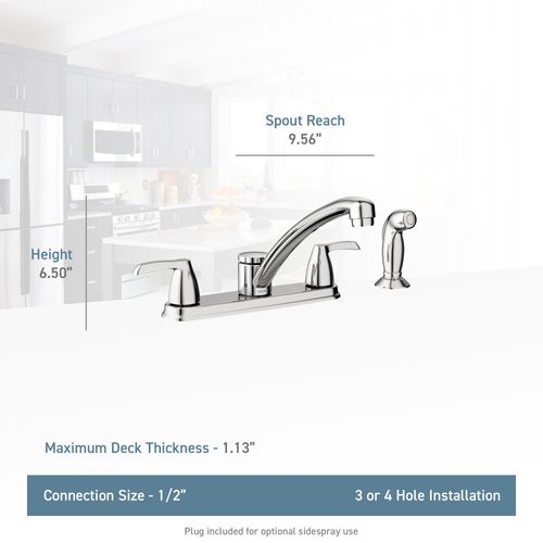 Main product image of Adler 2 Handle Low Arc Kitchen Faucet, Knob Or Lever Handles, 87046 (Chrome)