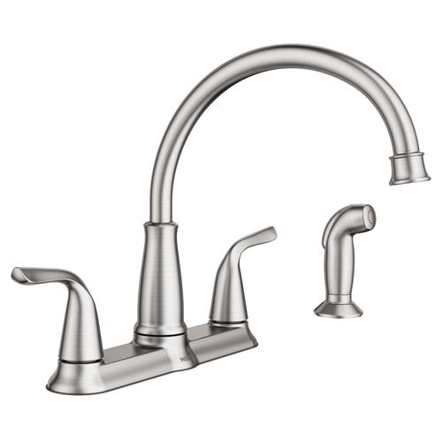 Main product image of Brecklyn Spot Resist Stainless 2 Handle High Arc Kitchen Faucet, w/ Side Spray, 87102SRS