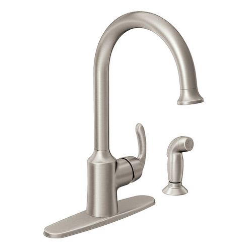 Main product image of Bayhill Spot Resist Stainless 1 Handle High Arc Kitchen Faucet, w/ Side Spray, 87301SRS