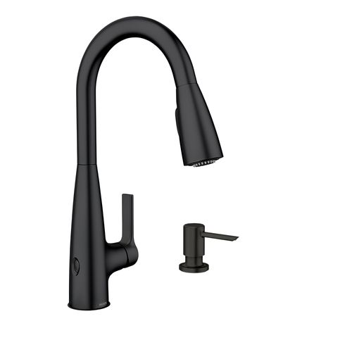 Main product image of Haelyn Matte Black 1 Handle High Arc Pulldown Kitchen Faucet, Motionsense Wave, 87627EWBL