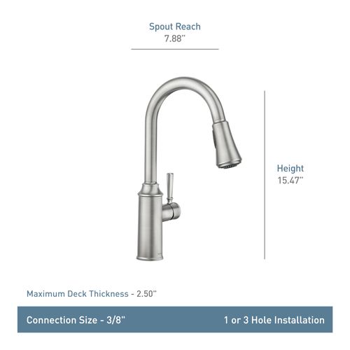 Main product image of Conneaut 1 Handle High Arc Pulldown Kitchen Faucet, 87801SRS (Spot Resist Stainless)
