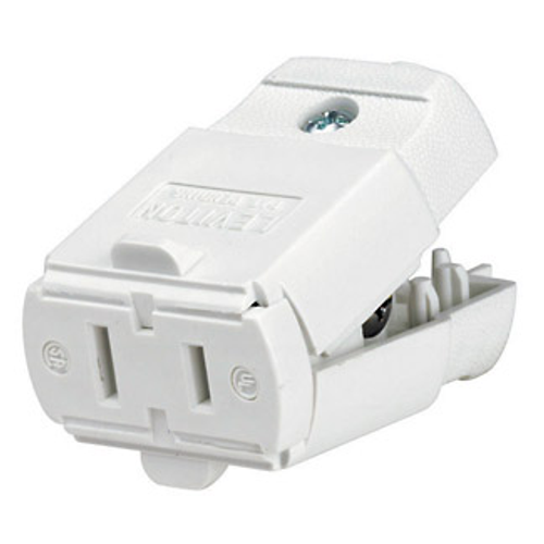 Main product image of 15A, 125V NEMA 1-15R, 2-pole, 2-wire, Connector, Straight Blade, Residential Grade, Polarized, Non-grounding (White)
