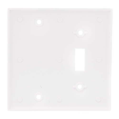 Main product image of 2-Gang Electrical Wall Plate Combo, 1 Toggle & 1 Blank, Box Mount (White)