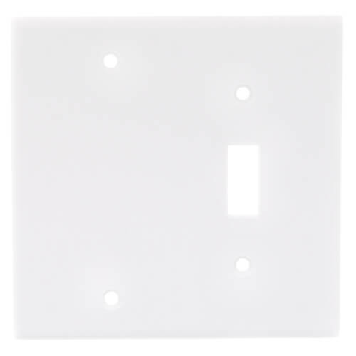 Main product image of 2-Gang Electrical Wall Plate Combo, 1 Toggle & 1 Blank, Box Mount (White)