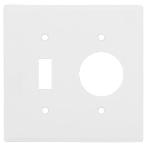 Main product image of 2-Gang Electrical Wall Plate Combo, 1 Toggle & 1 Single 1.406" Hole, Device Mount (White)
