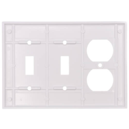 Main product image of 3-Gang Electrical Wall Plate, Combo, 2 Toggle Switches & 1 Duplex (White)