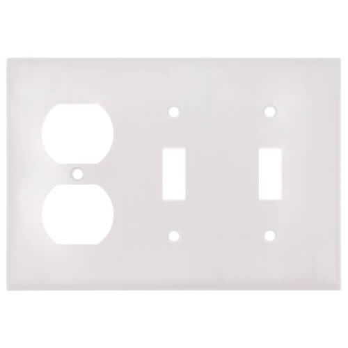 Main product image of 3-Gang Electrical Wall Plate, Combo, 2 Toggle Switches & 1 Duplex (White)