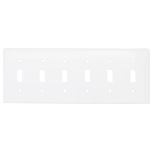 Main product image of 6-Gang Electrical Wall Plate, Toggle Switch (White)