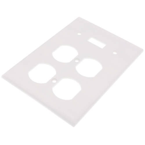 Main product image of 3-Gang Electrical Wall Plate, Combo, 2 Duplex Receptacle & 1 Toggle Switch (White)