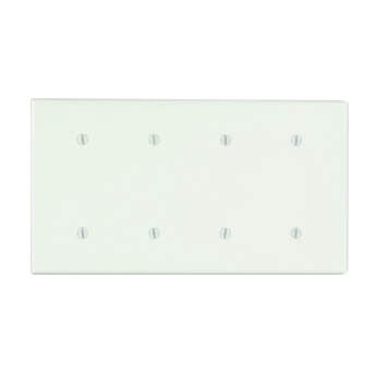 Main product image of 4-Gang No Device Blank Wall Plate, Strap Mount (White)
