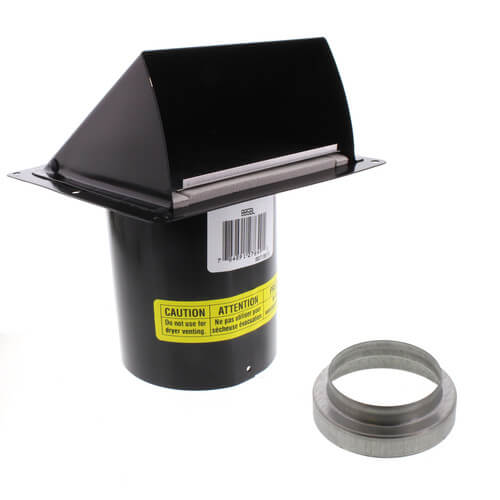 Main product image of 3" or 4" Round Duct Black Wall Cap w/ Damper