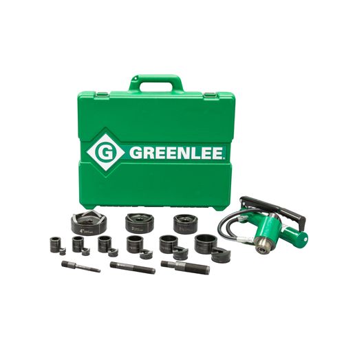 Main product image of 11-Ton Hydraulic Knockout Kit with Hand Pump and Slug-Buster 1/2"- 3" and 4" Conduits