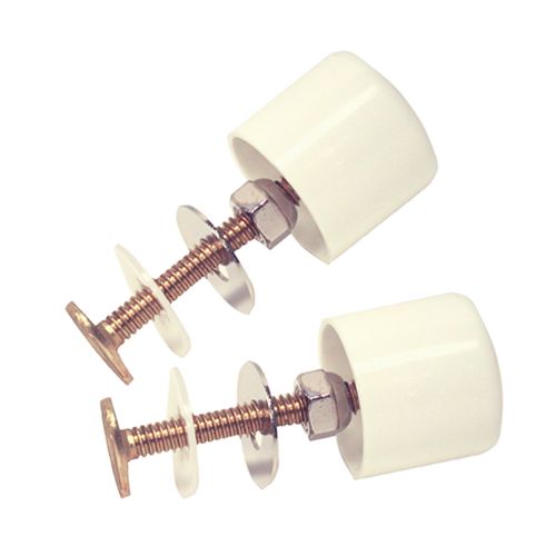Main product image of White Plastic Toilet Bolt Closet Caps w/ Break-off Closet Bolts (2-Pack)