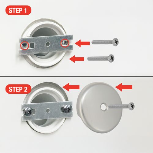 Main product image of Bathtub Drain Overflow Plate w/ Screw for 1-Hole Drains (Brushed Nickel)