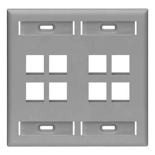 Main product image of Dual-Gang Quickport, Wallplate w/ ID Windows, 8-port (Gray)