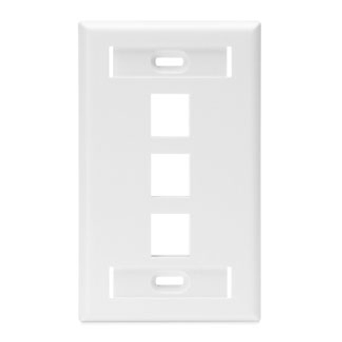 Main product image of Single-Gang Quickport, Wallplate w/ ID Windows, 3-port (White)