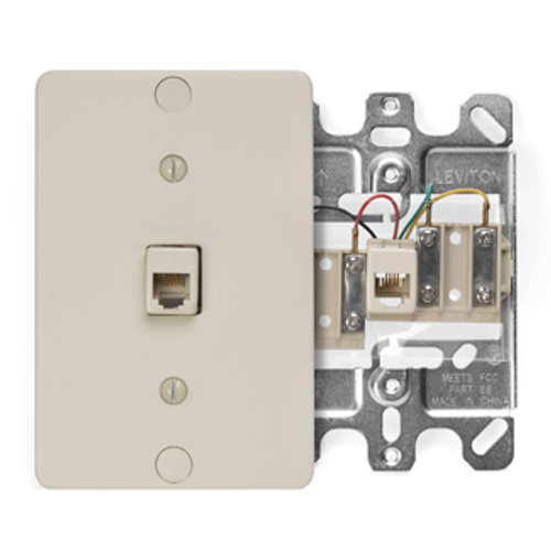 Main product image of Telephone Wall Phone Jack, 6p4c, Screw Terminals (Ivory)