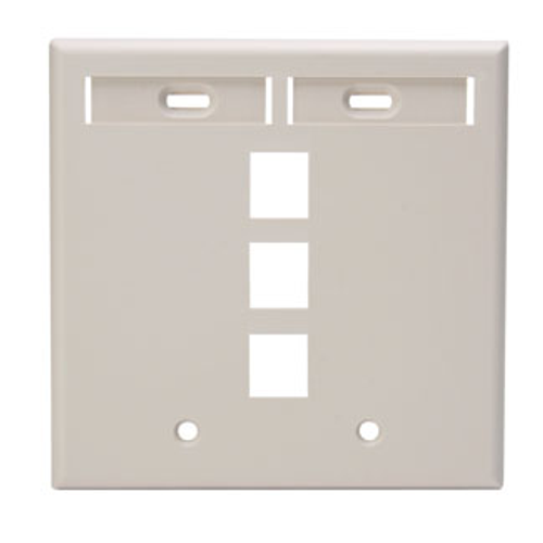 Main product image of Dual-Gang Quickport, Wallplate w/ ID Windows, 3-port (Light Almond)