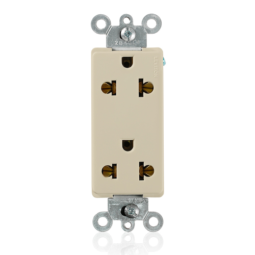 Main product image of Decora Plus Duplex Receptacle, Straight Blade and Europlug, 15A 125/250V 2P, 3W (Ivory)