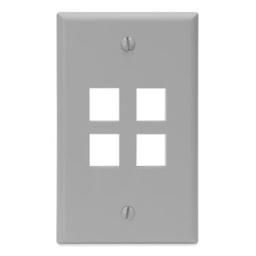 Main product image of Single-Gang Quickport, Wallplate, 4-port (Gray)