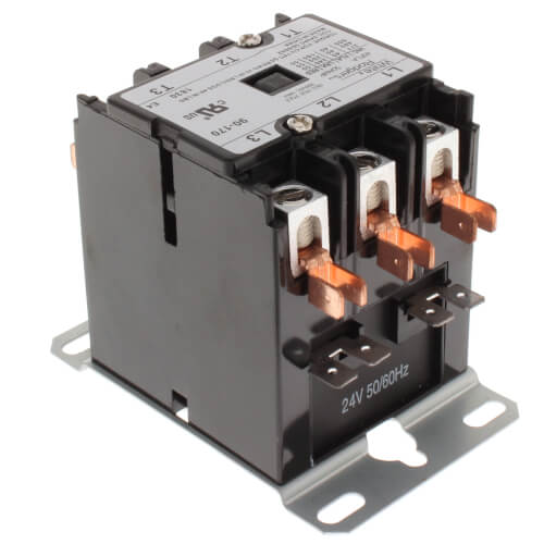Main product image of 3 Pole Contactor, 24 VAC Coil, 40 Amp Contacts With Dust Cover, 7.2 Ohms DC Resistance, 187 mA