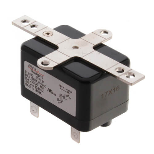 Fan Relay, Type 84, 24 VAC Coil, SPDT. Coil Data: 90 Ohms DC Resistance, 125 mA (Nominal), 3 VA (Nominal), 4 VA (Inrush)