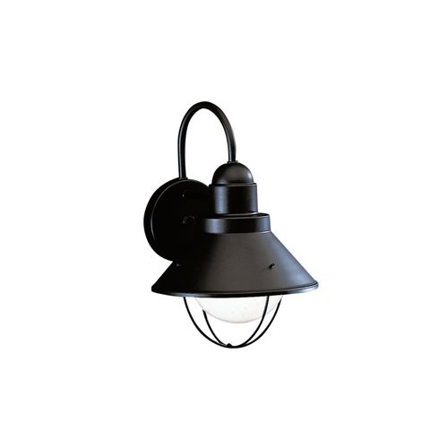 Main product image of Seaside 12" 1 Light Outdoor Wall Light w/ Glass Globe (Black)