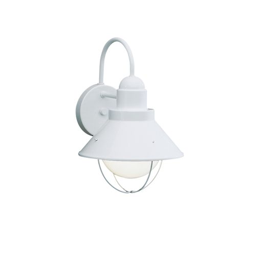 Main product image of Seaside 12" 1 Light Outdoor Wall Light w/ Glass Globe (White)