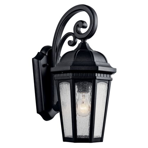 Main product image of Courtyard 17.75" 1 Light Outdoor Wall Light w/ Clear Seeded Glass (Textured (Black)