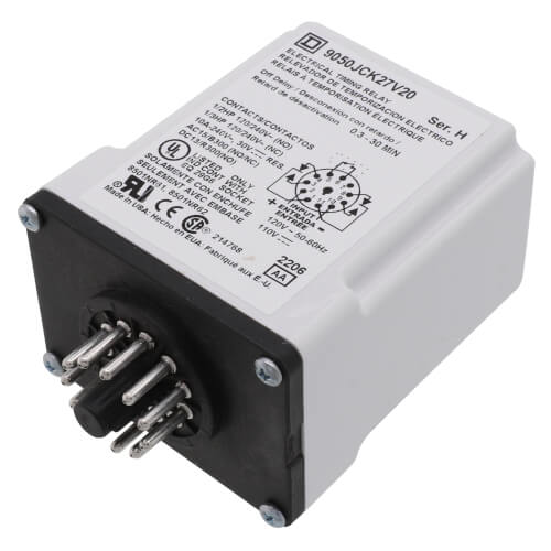 9050JCK27V20 Square D 9050JCK27V20 120V 10A DPDT Time Delay Relay