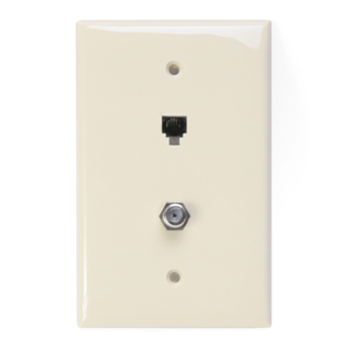 Main product image of Midsize Telephone/video Wall Jack, 6p4c X F (Light Almond)