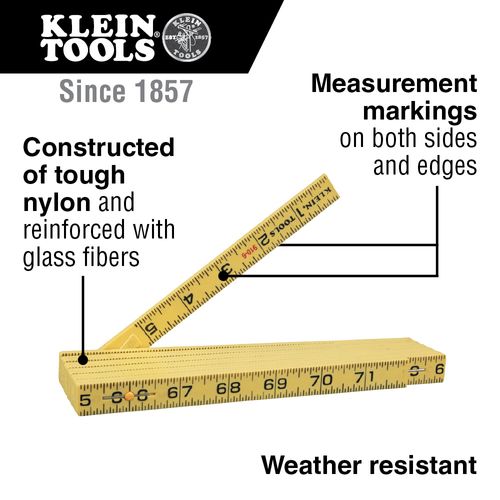 Main product image of 6' Fiberglass Folding Rule, Inside Reading
