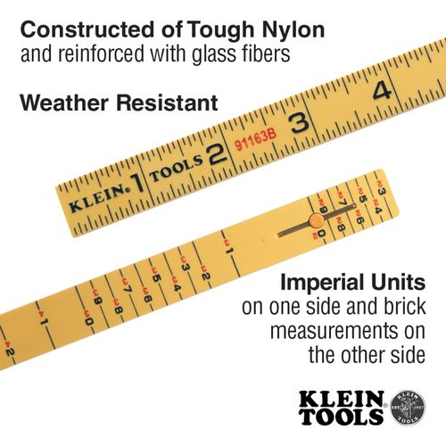 91163B - Klein Tools 91163B - 6' Fiberglass Folding Ruler, Outside ...