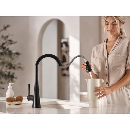 Main product image of Kurv 1 Handle Pulldown Kitchen Faucet, 1.5 GPM, 9126EVBL (Matte Black)