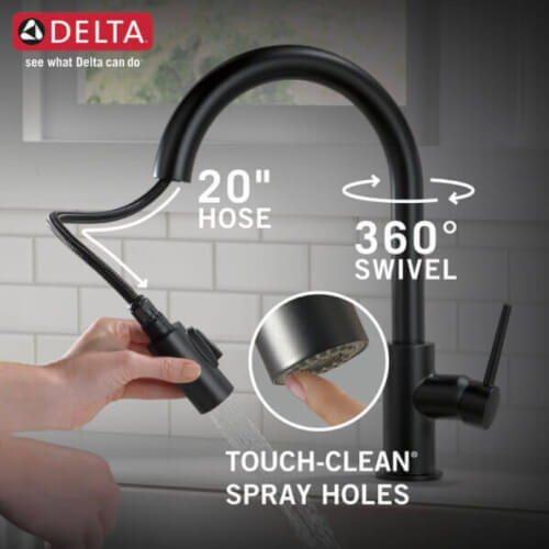 Main product image of Trinsic Single Handle Pull-Down Kitchen Faucet (Matte Black), 9159-BL-DST