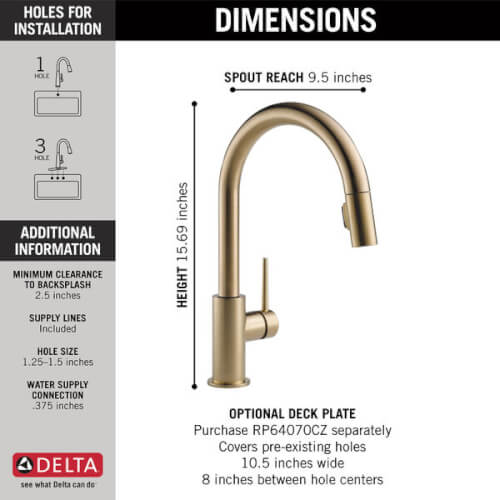 Main product image of Trinsic Single Handle Pull-Down Kitchen Faucet (Champagne Bronze), 9159-CZ-DST